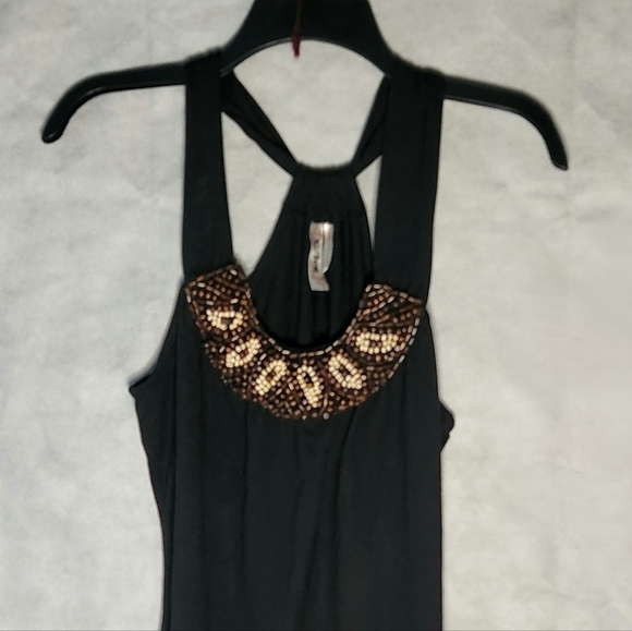 Lster Tee Shirt Dress Wood Beaded Embellishments - Picture 7 of 9